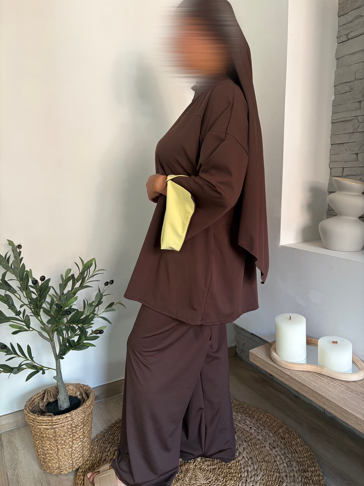 Burkini brun — taille nouée