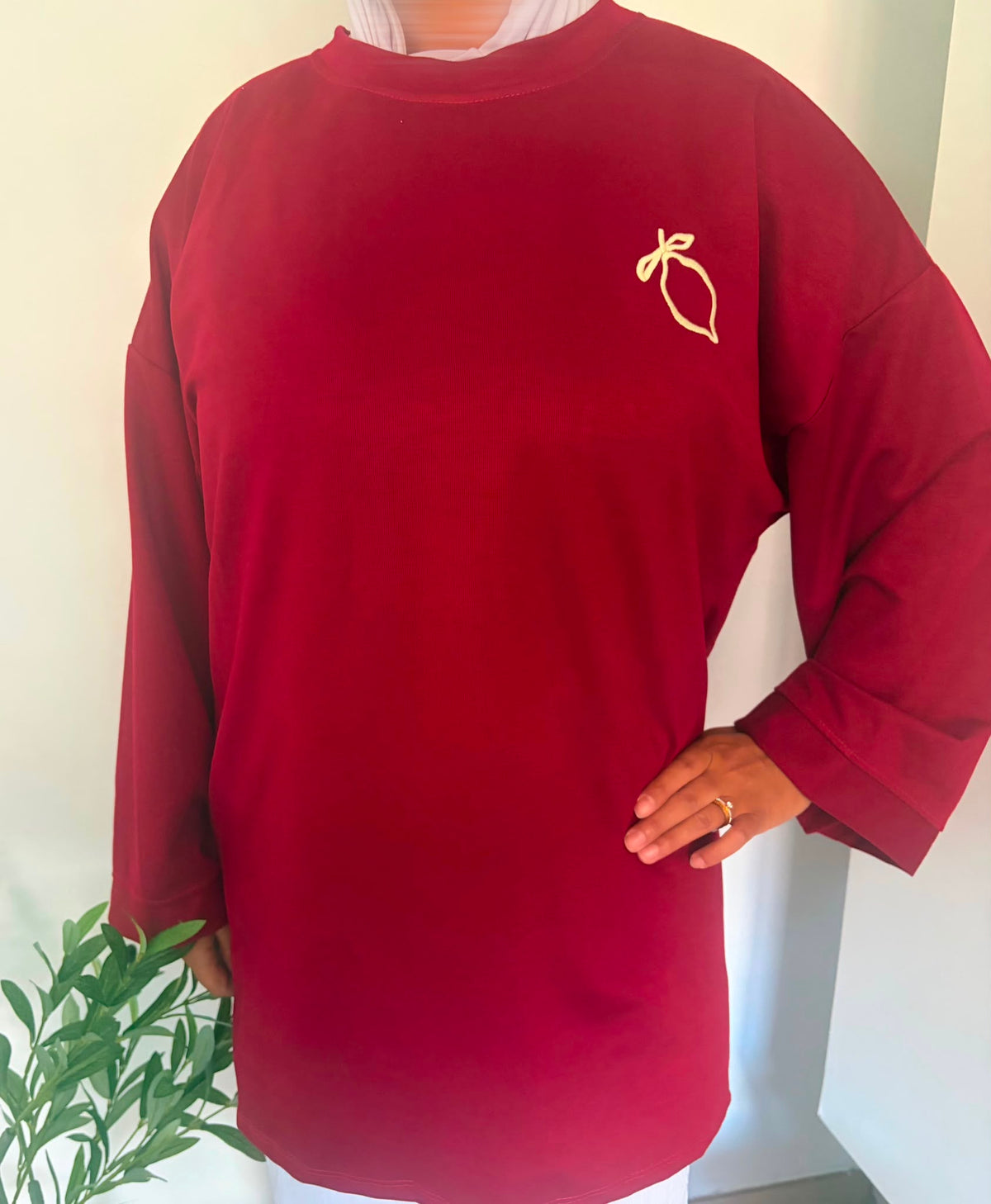T-shirt brodé Le Citron bordeaux — broderie