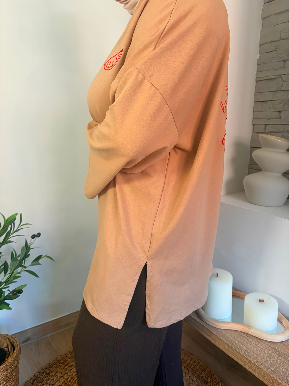 T-shirt brodé La Pastèque beige — dos