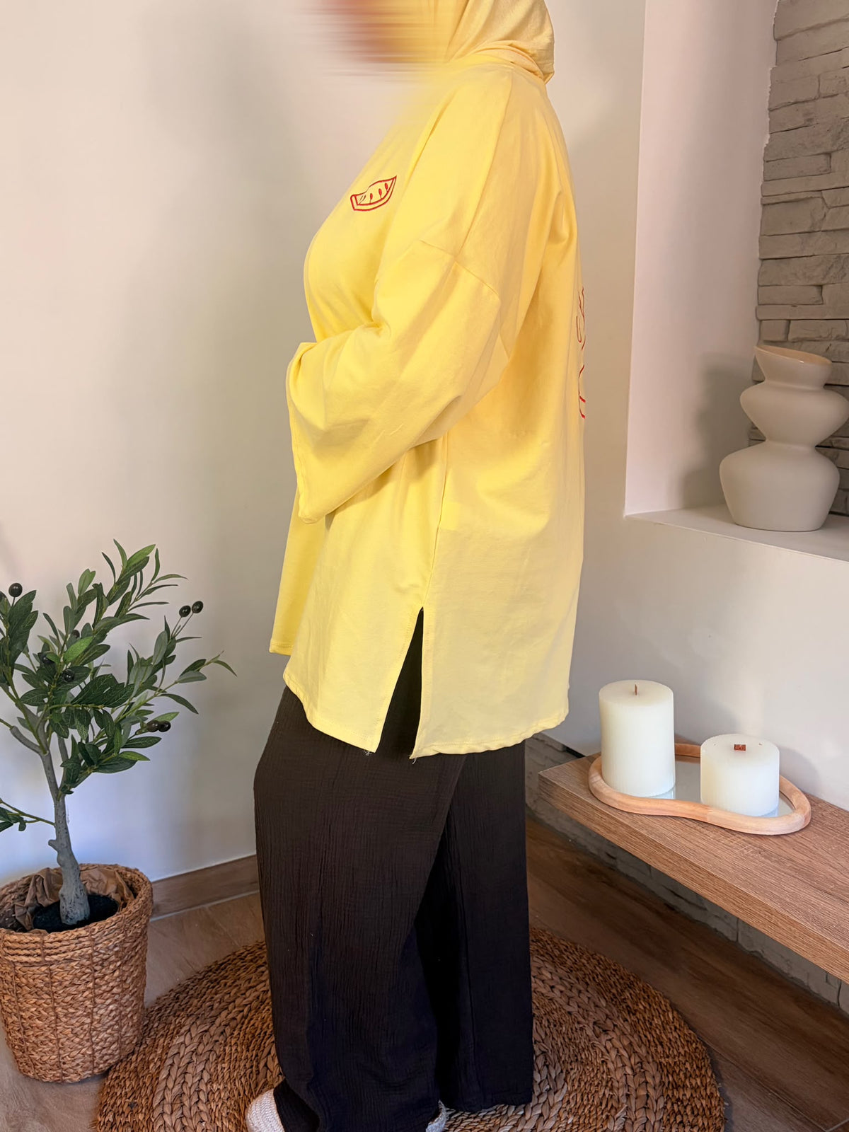 T-shirt brodé La Pastèque jaune — broderie