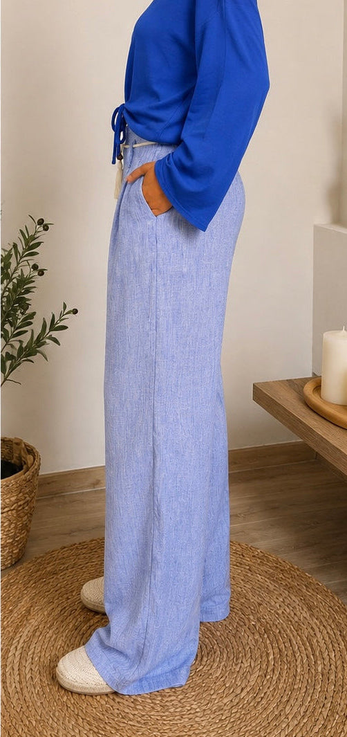 Pantalon large effet jeans