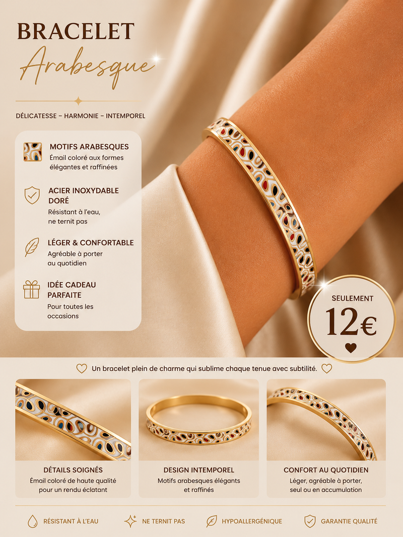 Bracelet doré motif arabesque