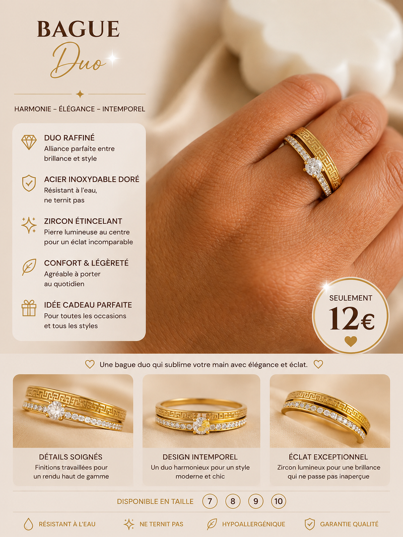 Bague duo — acier inoxydable