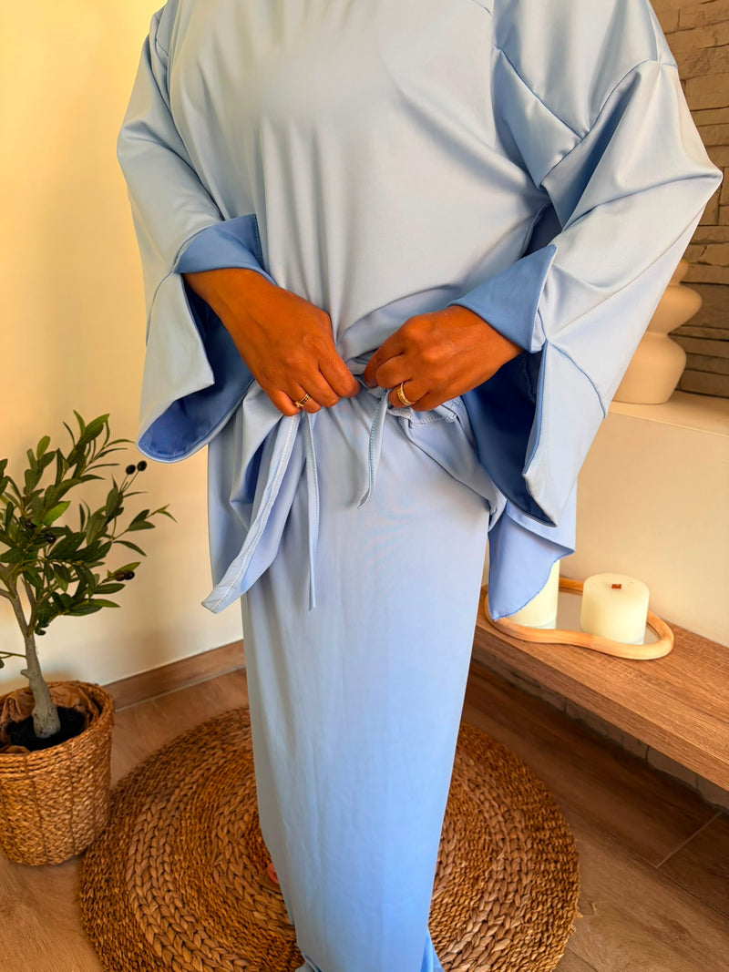 Burkini bleu clair — porté, dos