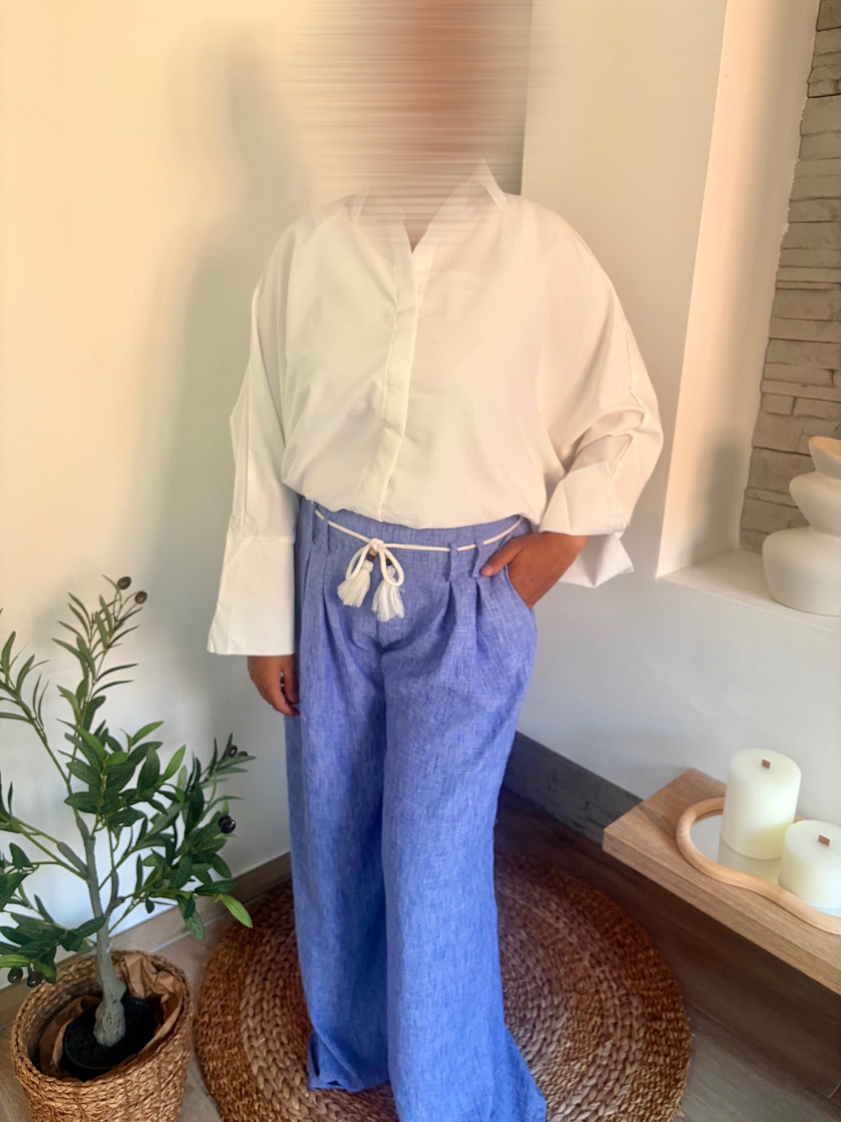 Chemise ample courte blanc — portée