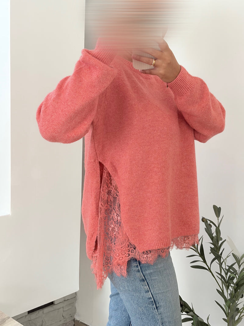 Pull en maille corail, coupe ample — Ma douce sœur