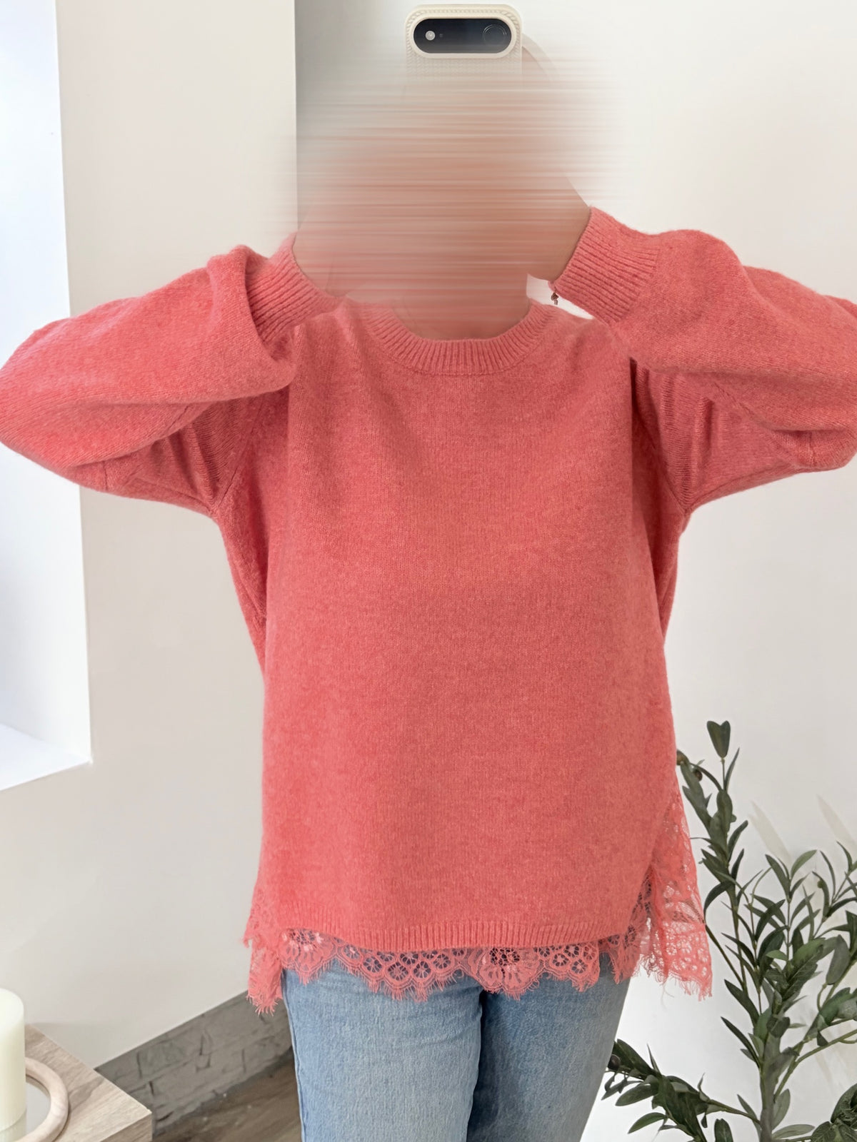 Pull corail — vue de face