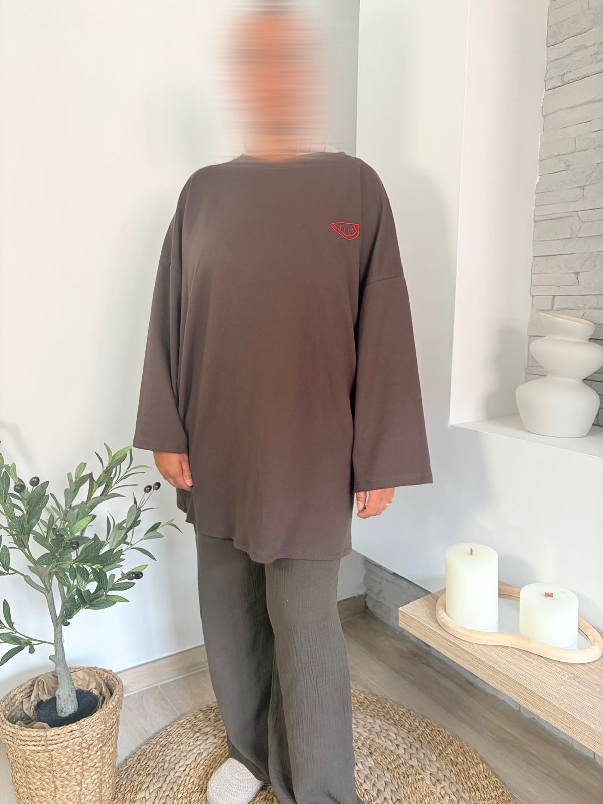 T-shirt brodé La Pastèque brun — dos